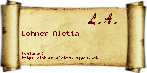 Lohner Aletta névjegykártya